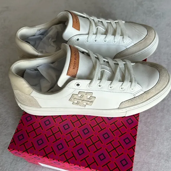 Tory Burch Men's White and Tan Sneakers