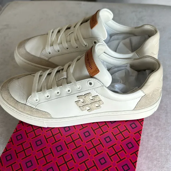 Tory Burch Men's White and Tan Sneakers