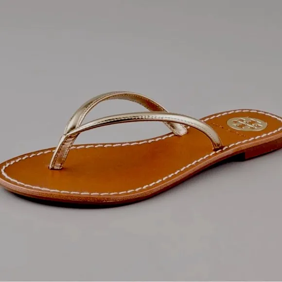 Tory Burch Metallic Leather Sandals, Silver