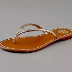 Tory Burch Metallic Leather Sandals, Silver