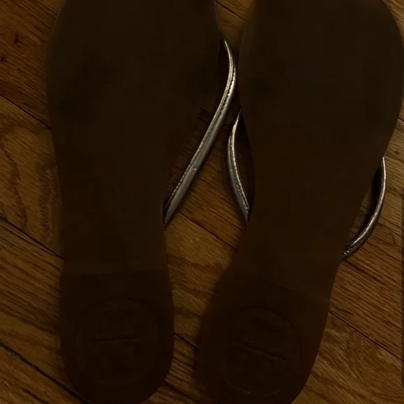 Tory Burch Metallic Leather Sandals, Silver