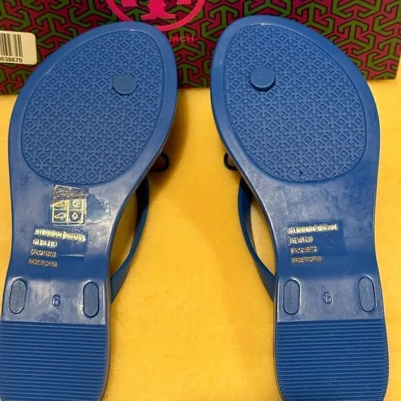 Tory Burch two tone jelly bow open toe flip flops sandals size 6, NWT