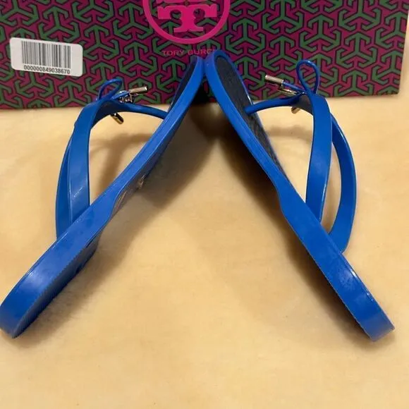 Tory Burch two tone jelly bow open toe flip flops sandals size 6, NWT