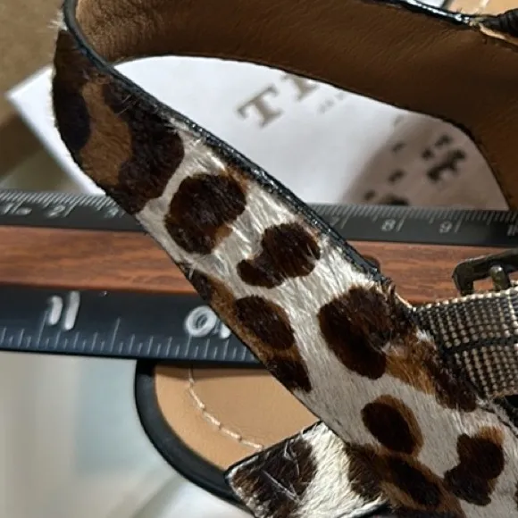 Trask Brand “Charlene” shoes heels sandals leopard open toe 10M NIB