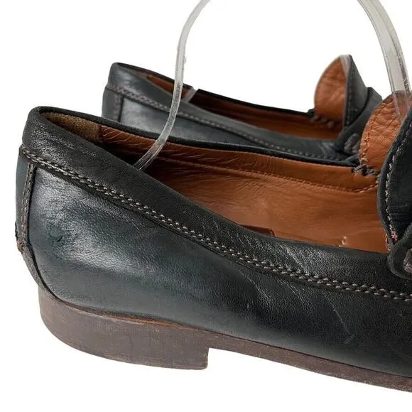 Trask Mens Soft Black &amp; Brown Leather Slip On Penny Loafers Casual Shoes sz 13