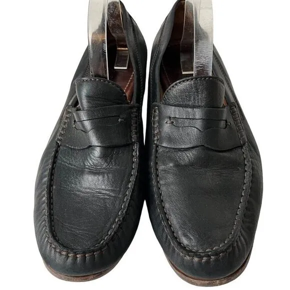 Trask Mens Soft Black &amp; Brown Leather Slip On Penny Loafers Casual Shoes sz 13