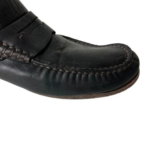 Trask Mens Soft Black &amp; Brown Leather Slip On Penny Loafers Casual Shoes sz 13