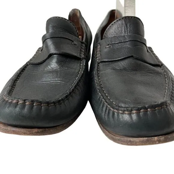 Trask Mens Soft Black &amp; Brown Leather Slip On Penny Loafers Casual Shoes sz 13