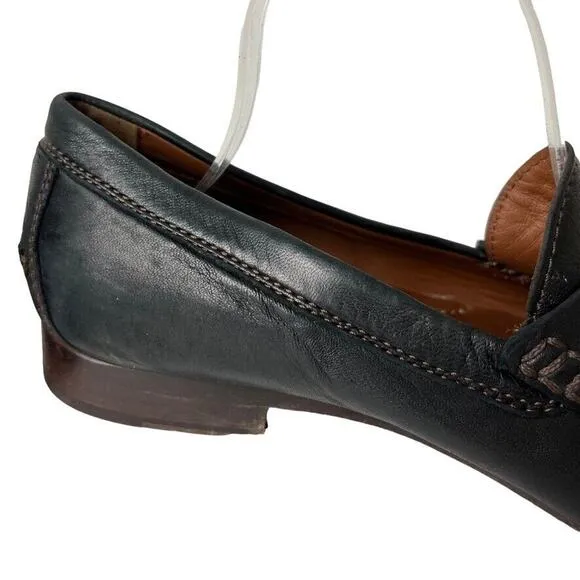 Trask Mens Soft Black &amp; Brown Leather Slip On Penny Loafers Casual Shoes sz 13