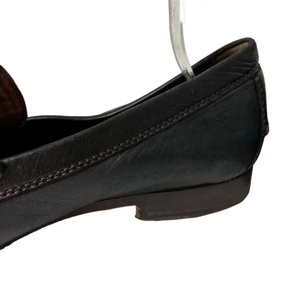Trask Mens Soft Black &amp; Brown Leather Slip On Penny Loafers Casual Shoes sz 13