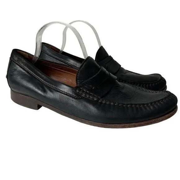 Trask Mens Soft Black &amp; Brown Leather Slip On Penny Loafers Casual Shoes sz 13