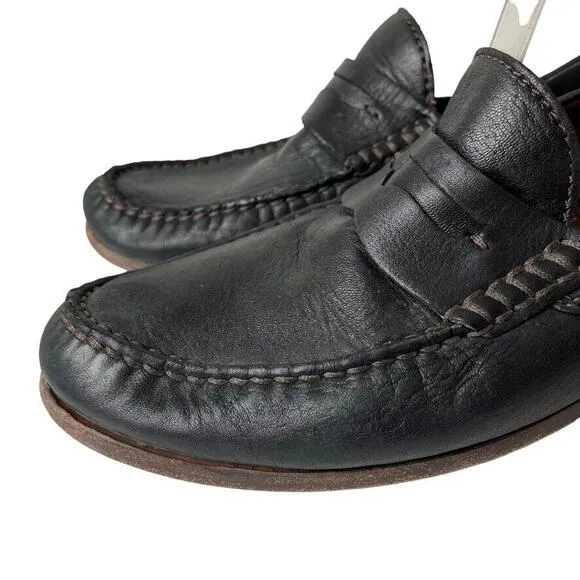 Trask Mens Soft Black &amp; Brown Leather Slip On Penny Loafers Casual Shoes sz 13