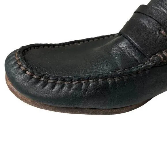 Trask Mens Soft Black &amp; Brown Leather Slip On Penny Loafers Casual Shoes sz 13