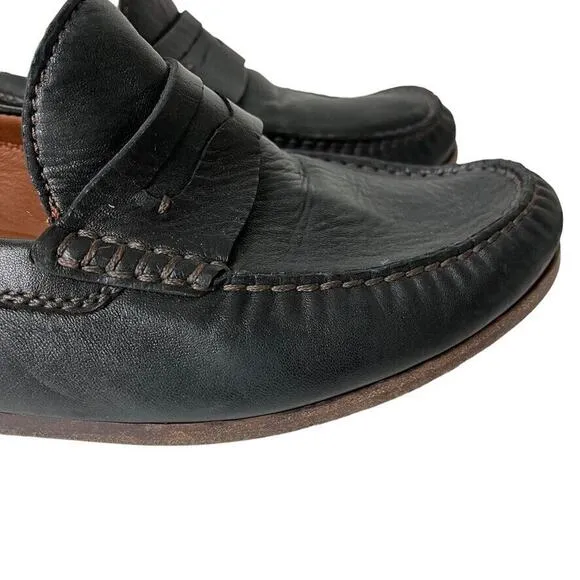 Trask Mens Soft Black &amp; Brown Leather Slip On Penny Loafers Casual Shoes sz 13