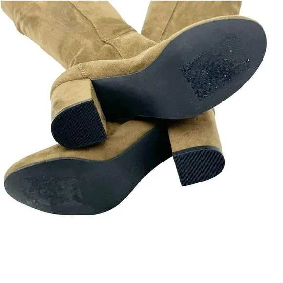 TREASURE &amp; BOND Lynx Stretch Over-the-Knee Microfiber Boots in Camel Size 5.5M
