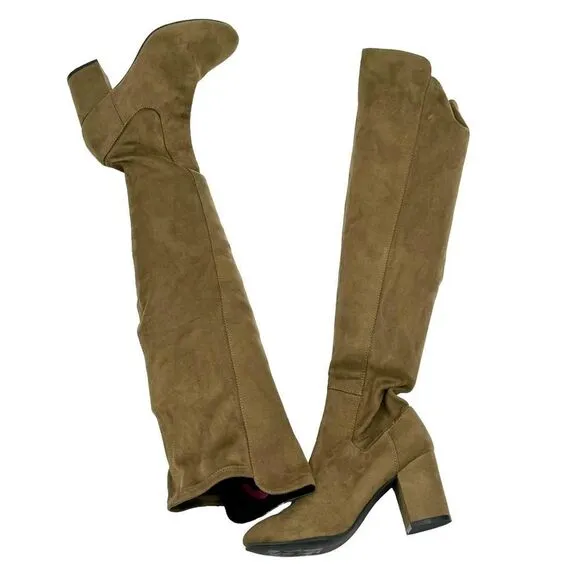 TREASURE &amp; BOND Lynx Stretch Over-the-Knee Microfiber Boots in Camel Size 5.5M