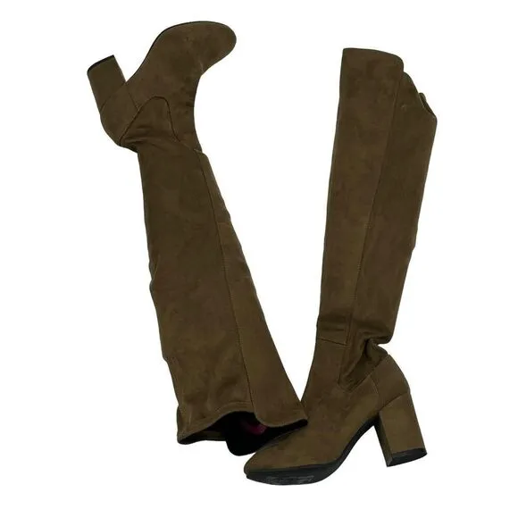 TREASURE &amp; BOND Lynx Stretch Over-the-Knee Microfiber Boots in Camel Size 5.5M