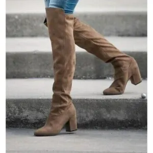 TREASURE &amp; BOND Lynx Stretch Over-the-Knee Microfiber Boots in Camel Size 5.5M