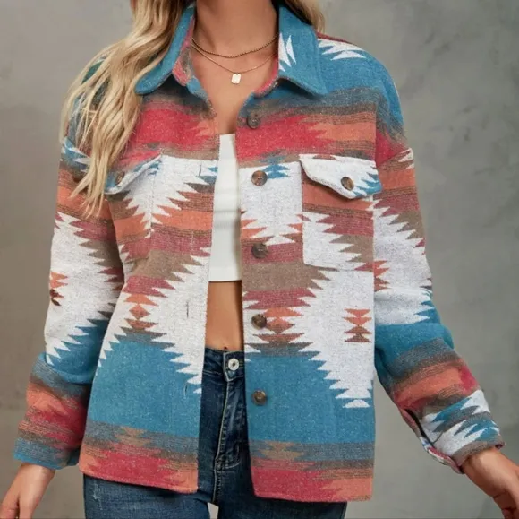 Tribal Treasures Collared Jacket - Blue