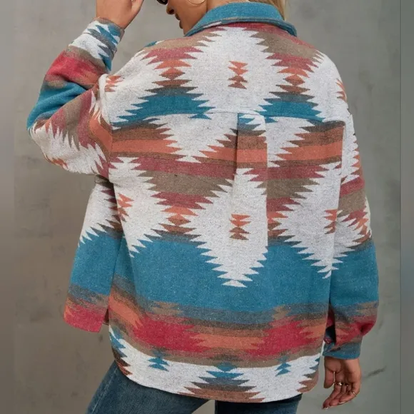 Tribal Treasures Collared Jacket - Blue