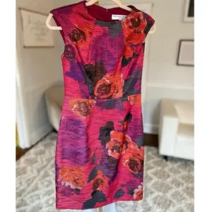 Trina Turk Floral Sheath Dress Textured Date Coquette Old Money Easter Spring