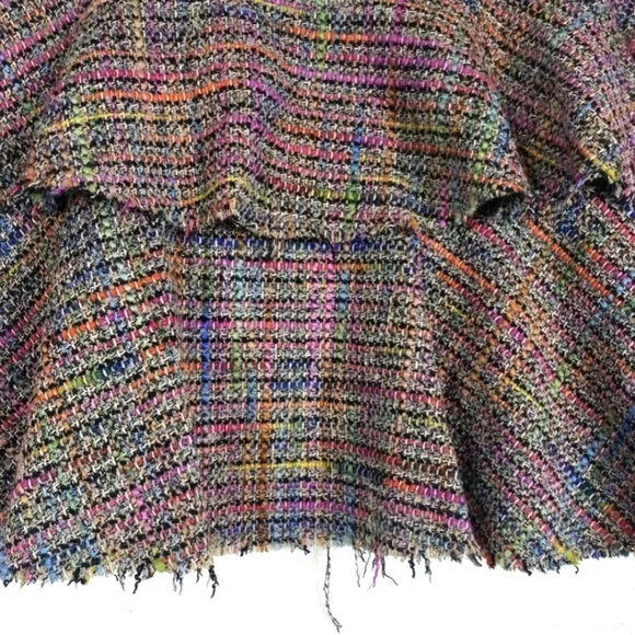 Trina Turk Tiered Ruffle Tweed Multicolor Wool Skirt