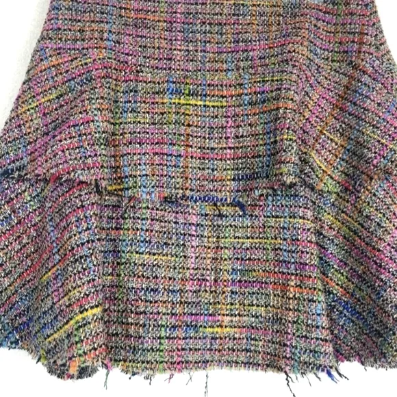 Trina Turk Tiered Ruffle Tweed Multicolor Wool Skirt