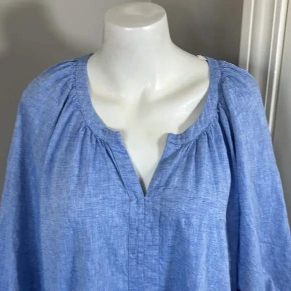 TUCKERNUCK Chambray Lyles Maxi Dress Blue Puff Sleeve Sz XL NEW