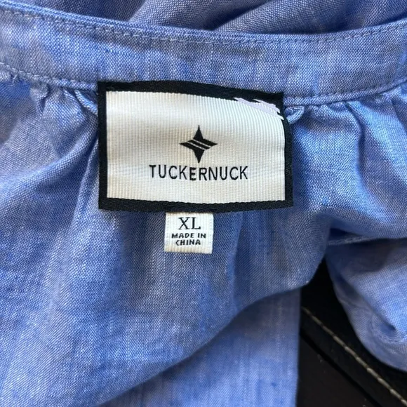 TUCKERNUCK Chambray Lyles Maxi Dress Blue Puff Sleeve Sz XL NEW