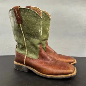 Twisted X Boots Youth 3 M Cowboy Work Wide Square Toe MLCW002 Green Leather