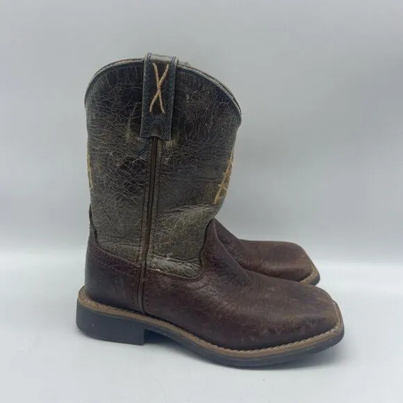 TWISTED X Cowboy Boots Kids 10.5 Brown Western Square Toe