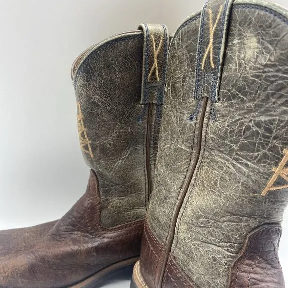 TWISTED X Cowboy Boots Kids 10.5 Brown Western Square Toe