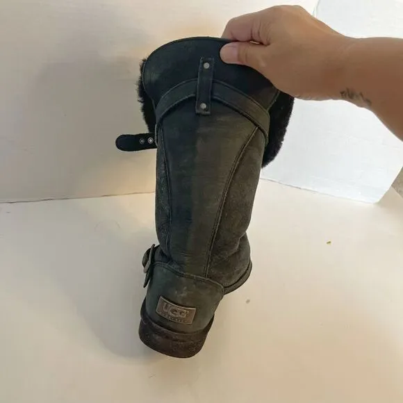 UGG 1003189 Ciera Tall Convertible Bucket Suede Sheepskin Leather Riding Boots