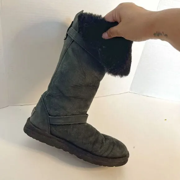 UGG 1003189 Ciera Tall Convertible Bucket Suede Sheepskin Leather Riding Boots