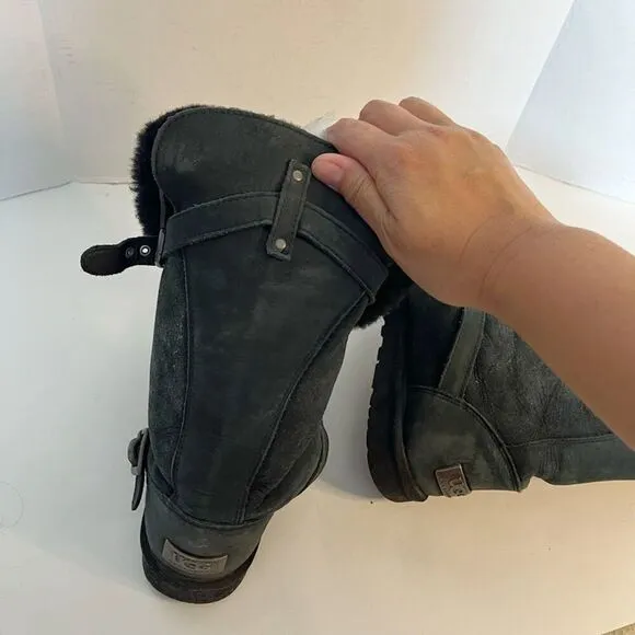 UGG 1003189 Ciera Tall Convertible Bucket Suede Sheepskin Leather Riding Boots