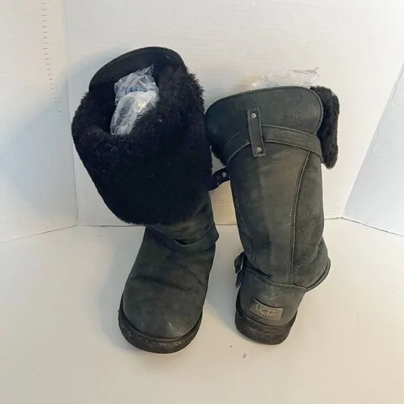 UGG 1003189 Ciera Tall Convertible Bucket Suede Sheepskin Leather Riding Boots