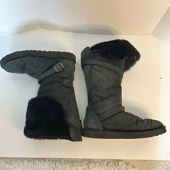 UGG 1003189 Ciera Tall Convertible Bucket Suede Sheepskin Leather Riding Boots