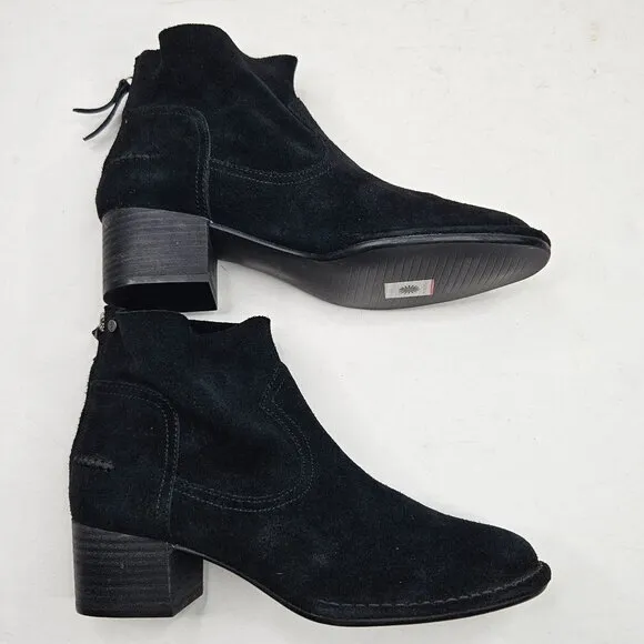 Ugg Ankle Booties Size 9.5 Black Suede Casual Block Heel Short Western Boots