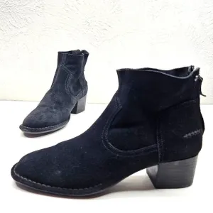 Ugg Ankle Booties Size 9.5 Black Suede Casual Block Heel Short Western Boots