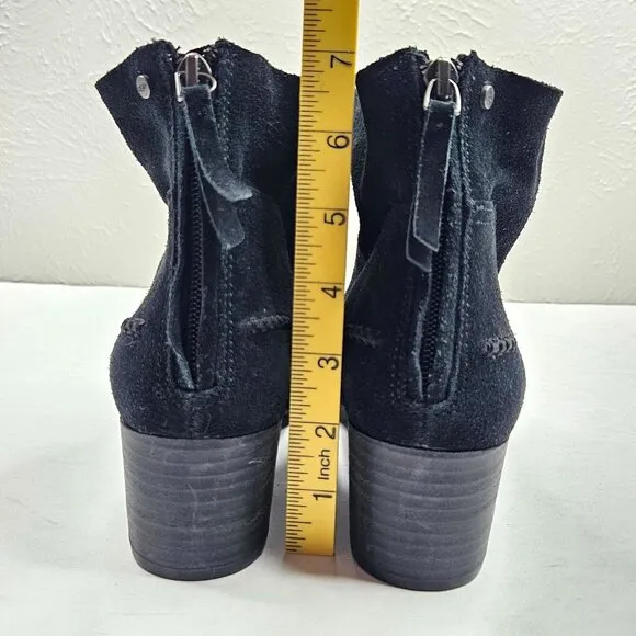 Ugg Ankle Booties Size 9.5 Black Suede Casual Block Heel Short Western Boots