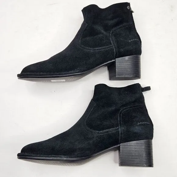 Ugg Ankle Booties Size 9.5 Black Suede Casual Block Heel Short Western Boots