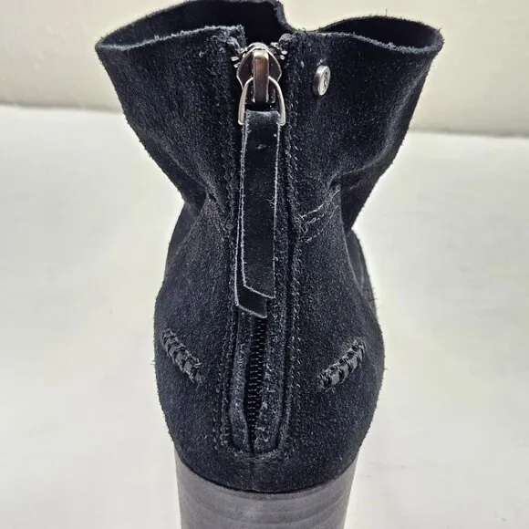 Ugg Ankle Booties Size 9.5 Black Suede Casual Block Heel Short Western Boots