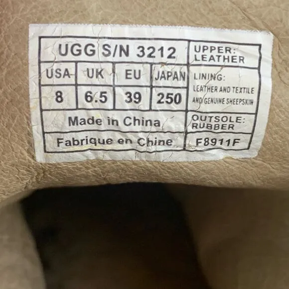UGG Ankle Boots Beige Tan Suede Brienne Gum Sole Block Heel Booties Size 8