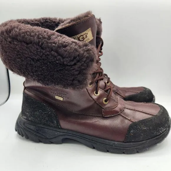 Ugg Australia Butte Brown Leather Men Boots Size 12