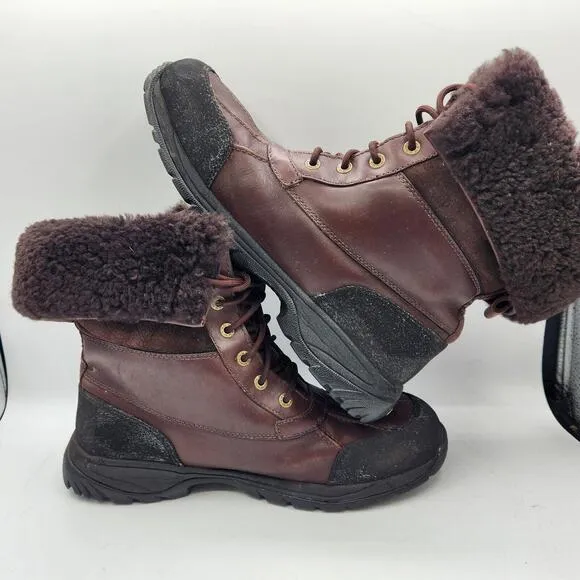 Ugg Australia Butte Brown Leather Men Boots Size 12