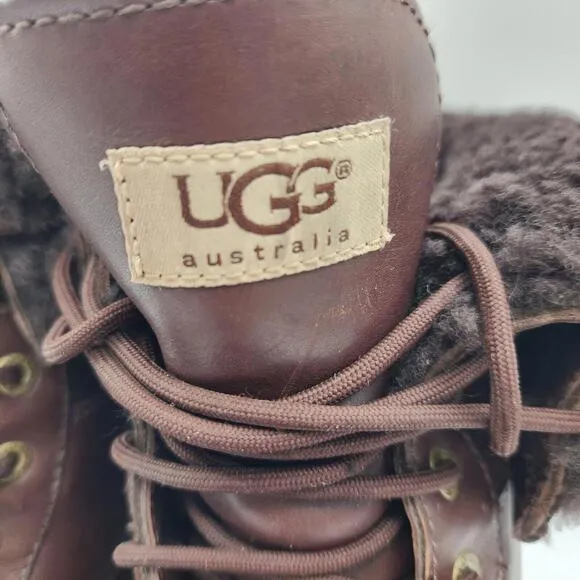 Ugg Australia Butte Brown Leather Men Boots Size 12