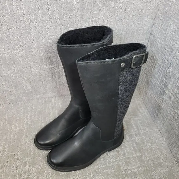 UGG Australia Janina Women's Size 5 US Black Waterproof Knee-High Boots 1018472
