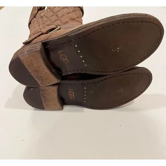UGG Australia Conor Fawn Boots Size 6.5 Brown Leather $295.00 Cowboy Western Quo