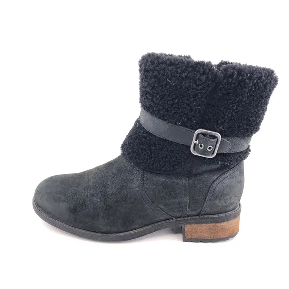 UGG Blayre Black Sheepskin Cuff Winter Boots 8.5