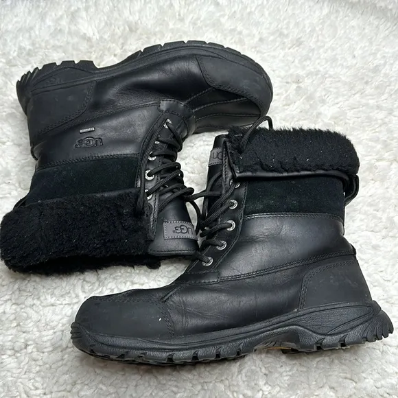 Ugg Butte Men’s Sherpa Rubber Tie Up Taller Boots Winter Used